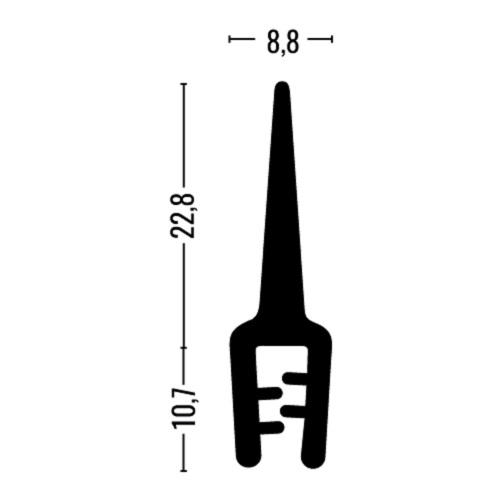 Kantenschutz-Dichtprofil - EPDM - mit Dichtlippe oben - Klemmbereich 1-3mm