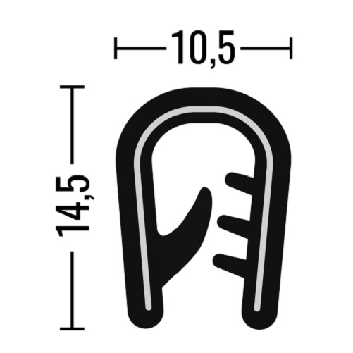 Kantenschutzprofil - PVC - schwarz - Klemmbereich 2-5mm