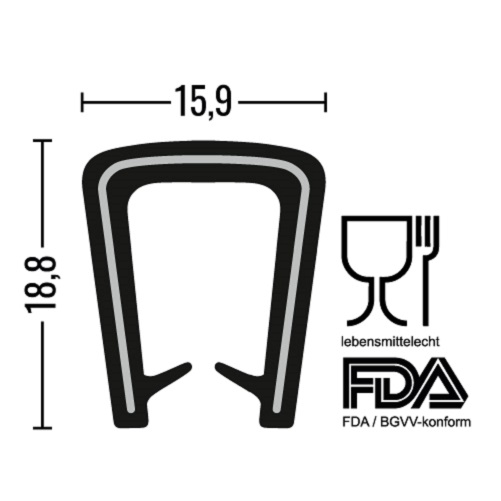 Kantenschutzprofil FDA - SILIKON - schwarz - Klemmbereich 6-10mm