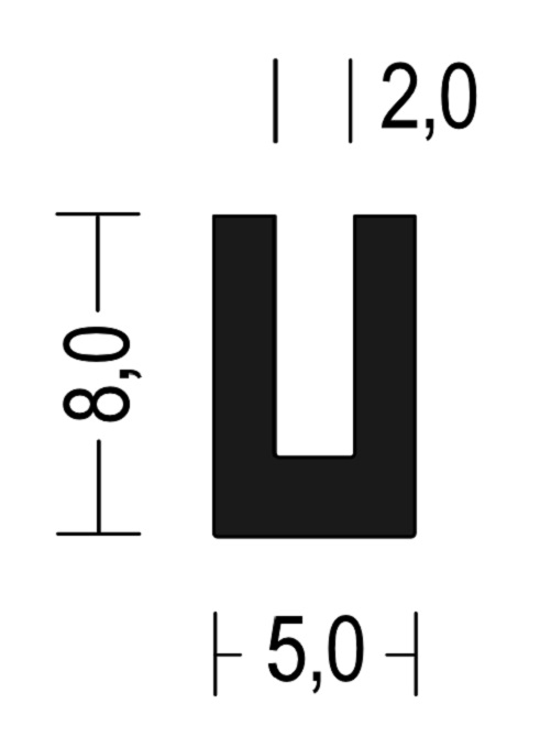 Vollgummi U-Profil / Fassungsprofil 2mm - EPDM - Kantenschutz