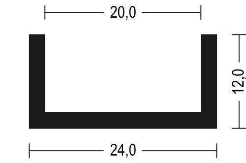 Vollgummi U-Profil / Fassungsprofil 20mm - EPDM - Kantenschutz