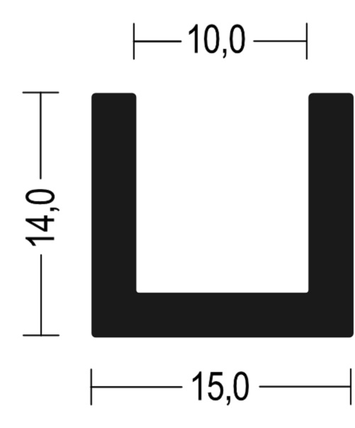 Vollgummi U-Profil / Fassungsprofil 10mm - EPDM - Kantenschutz