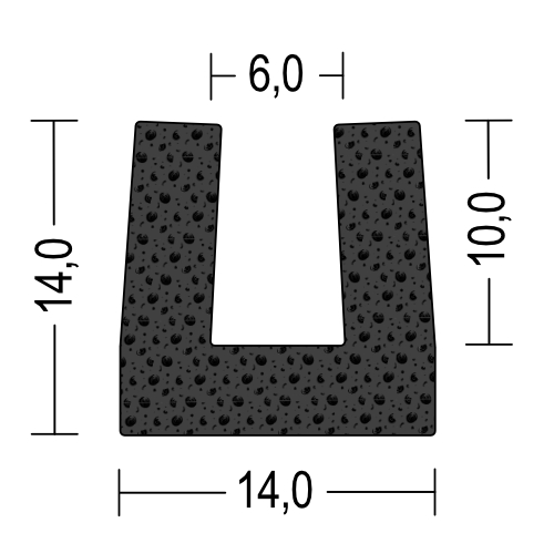 Moosgummi U-Profil / Fassungsprofil 6mm - NBR - Kantenschutz