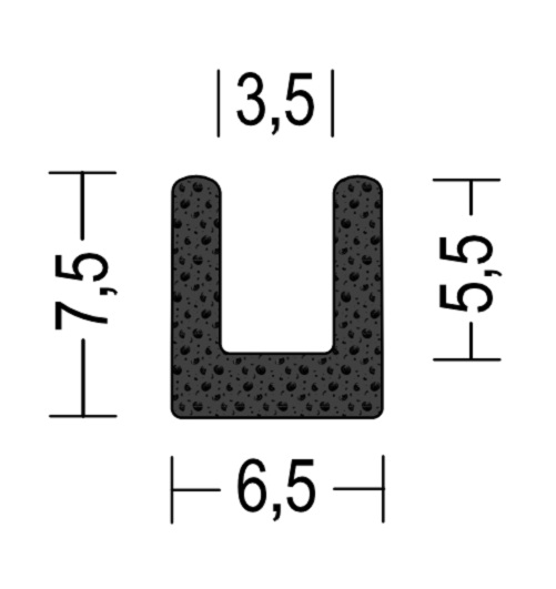 Moosgummi U-Profil / Fassungsprofil 3,5mm - EPDM - Kantenschutz