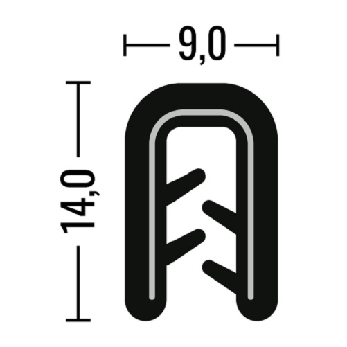 Kantenschutzprofil - PVC - schwarz - Klemmbereich 1-2,5mm