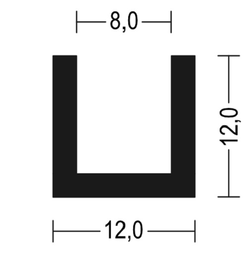 Vollgummi U-Profil / Fassungsprofil 8mm - TPE - Kantenschutz