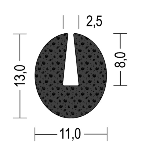 Vollgummi U-Profil / Fassungsprofil 2,5mm - EPDM - Kantenschutz