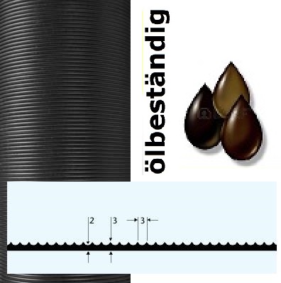 Gummi-Feinriefenmatte, NBR, schwarz, 3/1.2