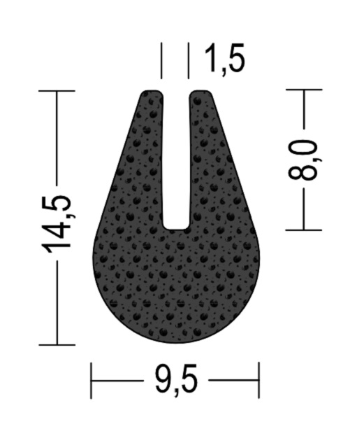 Moosgummi U-Profil / Fassungsprofil 1,5mm - EPDM - Kantenschutz