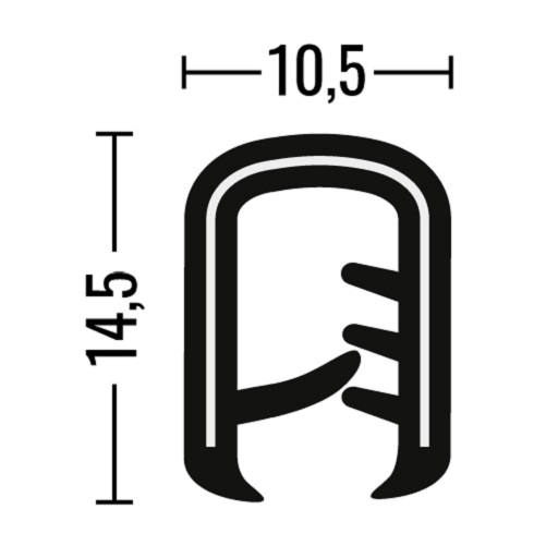 Kantenschutzprofil - PVC - schwarz - Klemmbereich 2-5mm