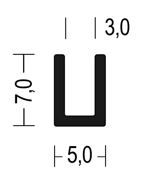 Vollgummi U-Profil / Fassungsprofil 3mm - EPDM - Kantenschutz