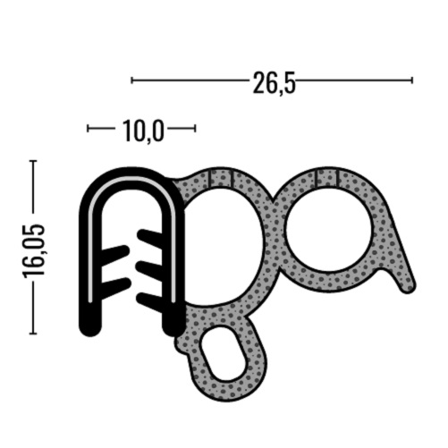 Kantenschutz-Dichtprofil - PVC/EPDM - mit Dichtung seitlich - Klemmbereich 1,5-3,5mm