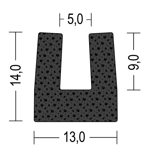 Moosgummi U-Profil / Fassungsprofil 5mm - EPDM - Kantenschutz