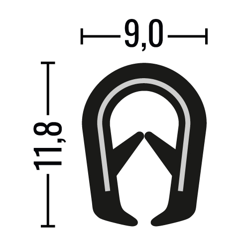 Kantenschutzprofil - PVC - schwarz - Klemmbereich 1-3mm