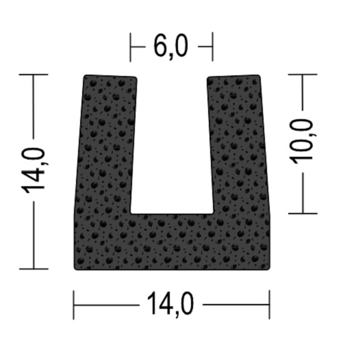 Moosgummi U-Profil / Fassungsprofil 6mm - NBR - Kantenschutz