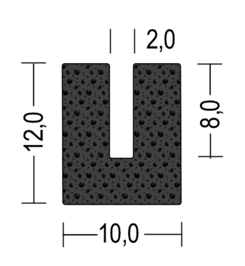 Moosgummi U-Profil / Fassungsprofil 2mm - EPDM - Kantenschutz