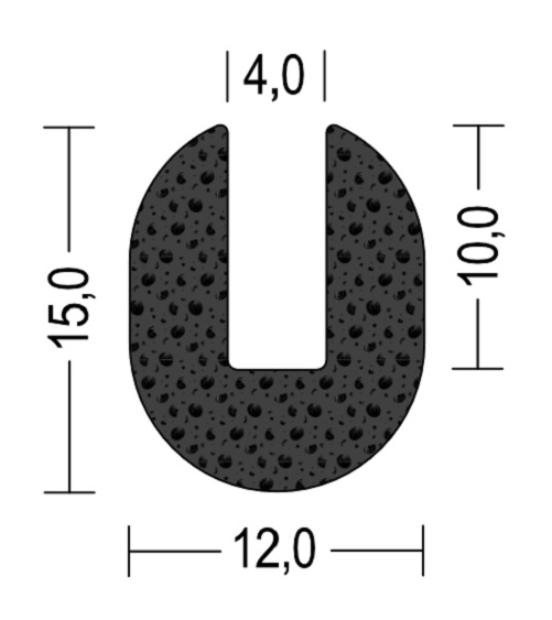 Moosgummi U-Profil / Fassungsprofil 4mm - EPDM - Kantenschutz