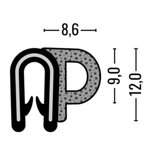 Kantenschutz-Dichtprofil - PVC/EPDM - mit Dichtung seitlich - Klemmbereich 1-3mm