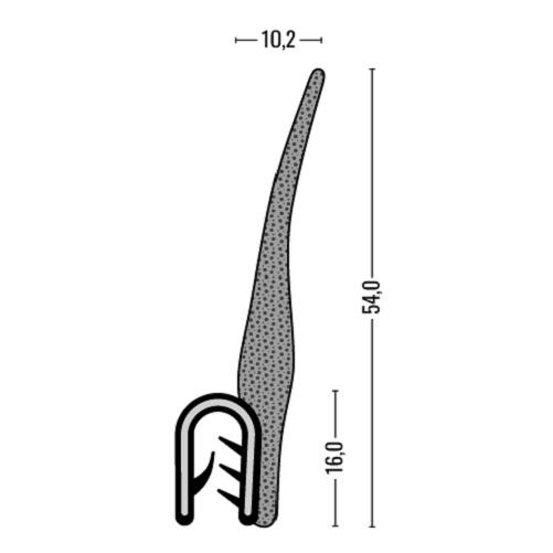 Kantenschutz-Dichtprofil - PVC/EPDM - mit Dichtlippe oben - Klemmbereich 1,5-5mm