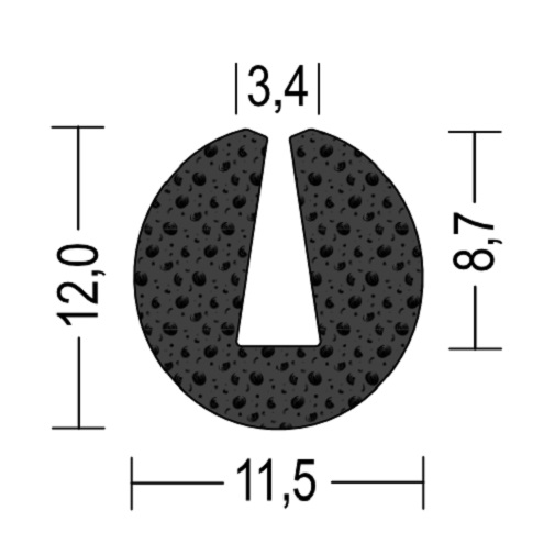 Vollgummi U-Profil / Fassungsprofil 3,4mm - EPDM - Kantenschutz