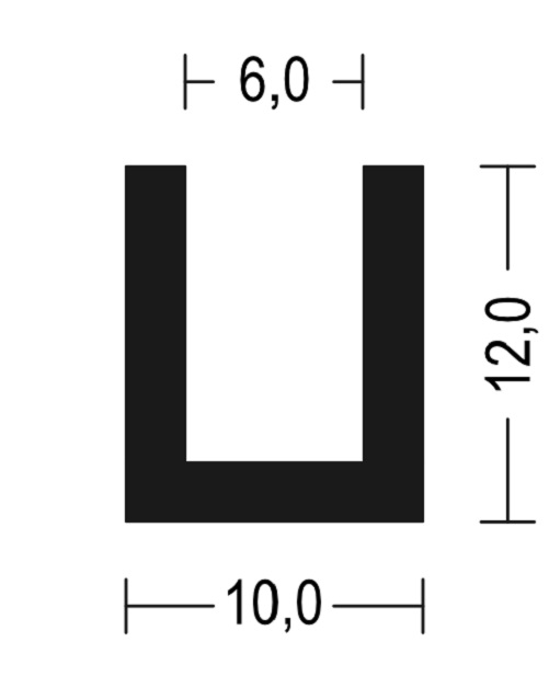 Vollgummi U-Profil / Fassungsprofil 6mm - EPDM - Kantenschutz