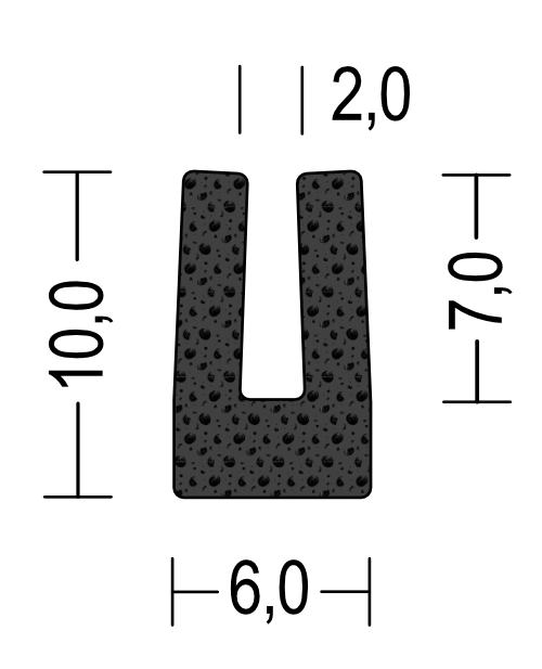 Moosgummi U-Profil / Fassungsprofil 2mm - EPDM - Kantenschutz