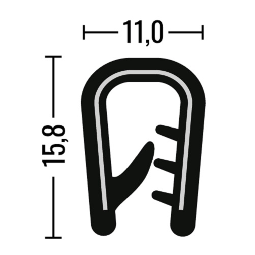 Kantenschutzprofil - PVC - schwarz - Klemmbereich 4-6mm