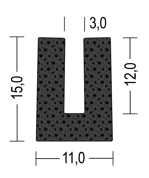 Moosgummi U-Profil / Fassungsprofil 3mm - EPDM - Kantenschutz