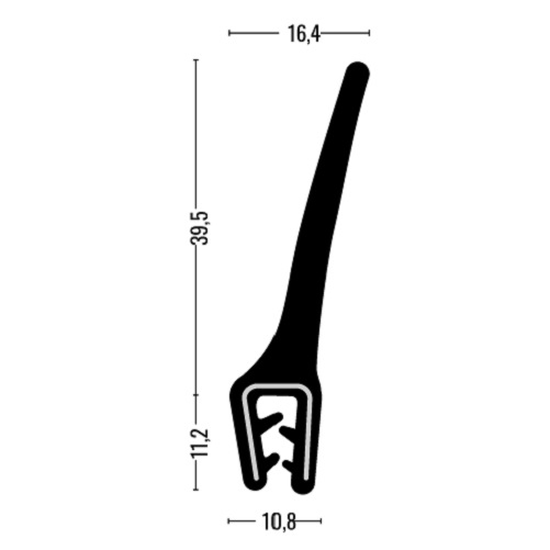 Kantenschutz-Dichtprofil - EPDM - mit Dichtlippe oben - Klemmbereich 2-4mm