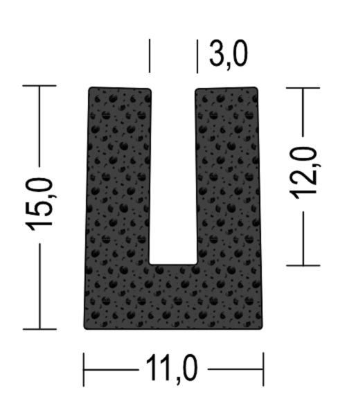 Moosgummi U-Profil / Fassungsprofil 3mm - EPDM - Kantenschutz