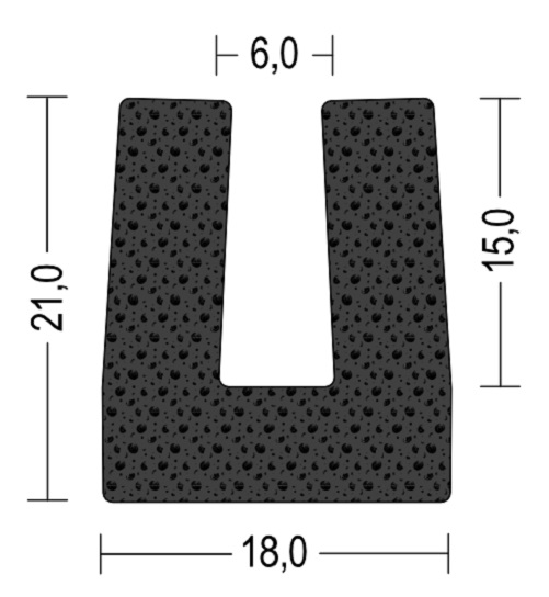 Moosgummi U-Profil / Fassungsprofil 6mm - EPDM - Kantenschutz