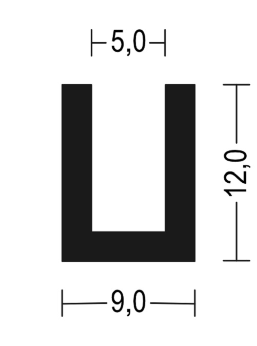 Vollgummi U-Profil / Fassungsprofil 5mm - EPDM - Kantenschutz