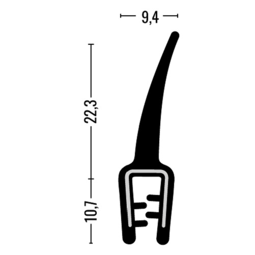 Kantenschutz-Dichtprofil - EPDM - mit Dichtlippe oben - Klemmbereich 1-2,5mm