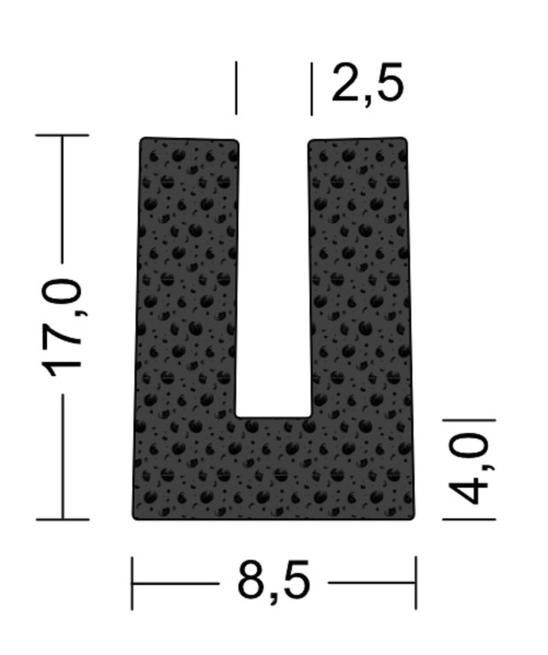 Moosgummi U-Profil / Fassungsprofil 2,5mm - EPDM - Kantenschutz