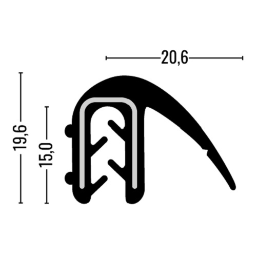 Kantenschutz-Dichtprofil - EPDM - mit Dichtlippe seitlich - Klemmbereich 1-4mm