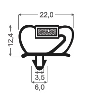 Kühlsystem- Eindrückprofil, Nr. ADMG-3132, grau